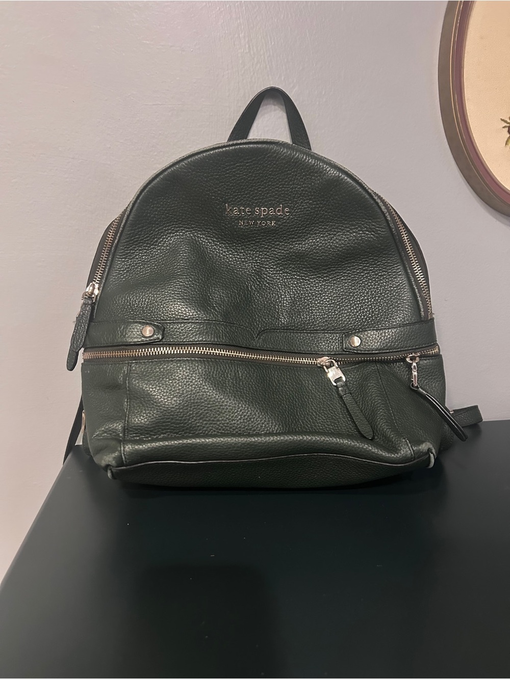 Kate Spade Speckled Vegan Leather Backpack Hunter Green OS